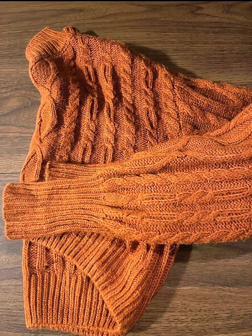 Cable Knit Turtleneck Sweater in Orange Like New